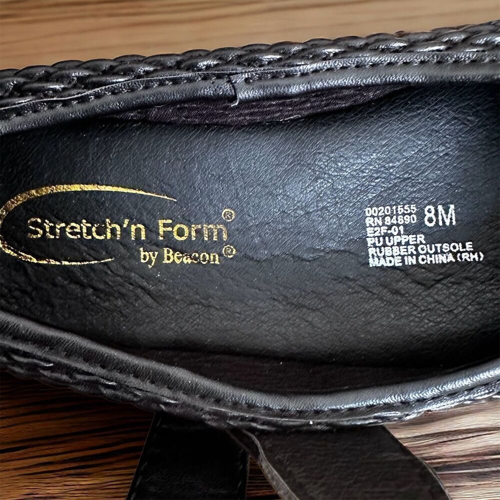 Beacon Black Stretch 'n Form Velcro Closure Mary Jane Woven Flats Shoes - Picture 8 of 11